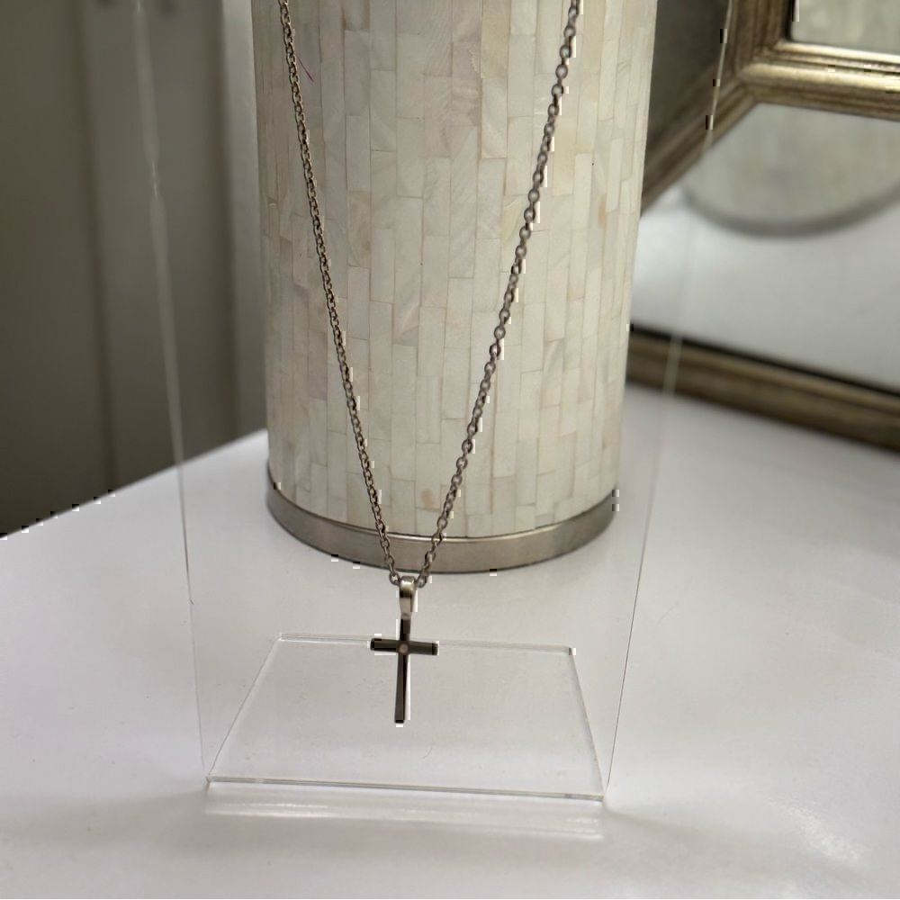 Titanium diamond set in 18k Gold cross necklace 18 inch - Picture 11 of 11